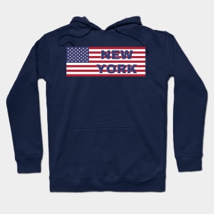 New York State in American Flag Hoodie